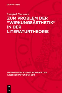 Zum Problem der „Wirkungsästhetik“ in der Literaturtheorie_cover