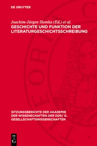 Geschichte und Funktion der Literaturgeschichtsschreibung_cover