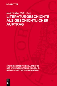 Literaturgeschichte als geschichtlicher Auftrag_cover