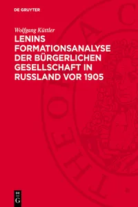 Lenins Formationsanalyse der bürgerlichen Gesellschaft in Rußland vor 1905_cover