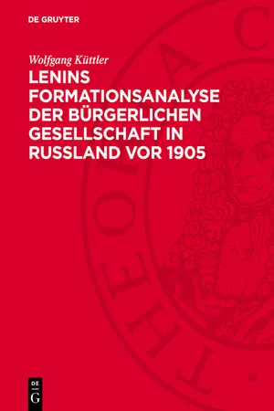 Lenins Formationsanalyse der bürgerlichen Gesellschaft in Rußland vor 1905