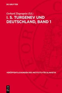 I. S. Turgenev und Deutschland, Band 1_cover