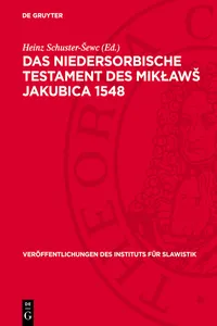 Das niedersorbische Testament des Mikławš Jakubica 1548_cover