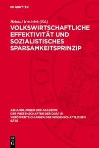 Volkswirtschaftliche Effektivität und sozialistisches Sparsamkeitsprinzip_cover