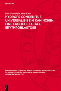 Hydrops congenitus universalis beim Kaninchen, eine erbliche fetale Erythroblastose_cover