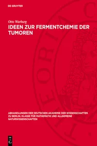 Ideen zur Fermentchemie der Tumoren_cover