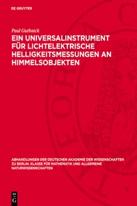 Ein Universalinstrument für lichtelektrische Helligkeitsmessungen an Himmelsobjekten_cover