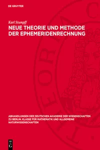 Neue Theorie und Methode der Ephemeridenrechnung_cover