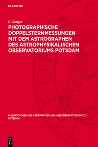 Photographische Doppelsternmessungen mit dem Astrographen des Astrophysikalischen Observatoriums Potsdam_cover