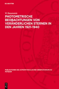 Photometrische Beobachtungen von veränderlichen Sternen in den Jahren 1921–1940_cover