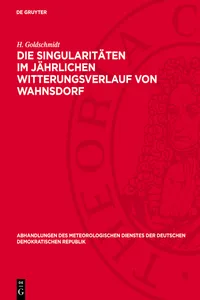 Die Singularitäten im jährlichen Witterungsverlauf von Wahnsdorf_cover