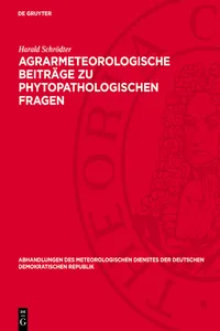 Agrarmeteorologische Beiträge zu phytopathologischen Fragen_cover