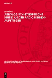 Aerologisch-synoptische Kritik an den Radiosonden-Aufstiegen_cover