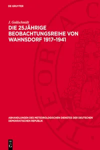 Die 25jährige Beobachtungsreihe von Wahnsdorf 1917–1941_cover