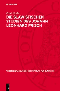 Die slawistischen Studien des Johann Leonhard Frisch_cover