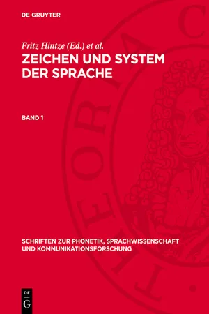 Zeichen und System der Sprache. Band 1