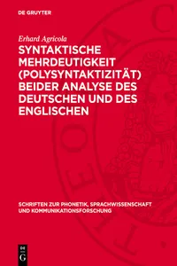 Syntaktische Mehrdeutigkeit beider Analyse des Deutschen und des Englischen_cover