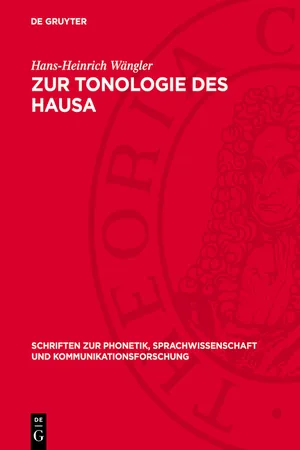 Zur Tonologie des Hausa