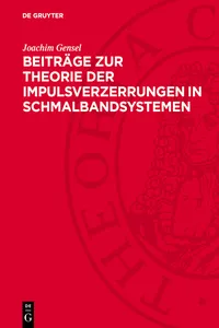 Beiträge zur Theorie der Impulsverzerrungen in Schmalbandsystemen_cover