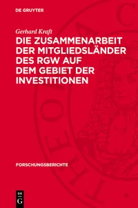 Die Zusammenarbeit der Mitgliedsländer des RGW auf dem Gebiet der Investitionen_cover