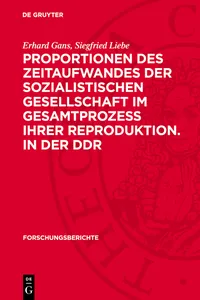 Proportionen des Zeitaufwandes der sozialistischen Gesellschaft im Gesamtprozess ihrer Reproduktion. in der DDR_cover