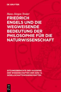 Friedrich Engels und die wegweisende Bedeutung der Philosophie für die Naturwissenschaft_cover