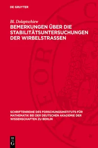 Bemerkungen über die Stabilitätsuntersuchungen der Wirbelstrassen_cover