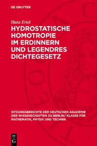 Hydrostatische Homotropie im Erdinnern und Legendres Dichtegesetz_cover