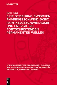 Eine Beziehung zwischen Phasengeschwindigkeit, Partikelgeschwindigkeit und Energie bei fortschreitenden permanenten Wellen_cover