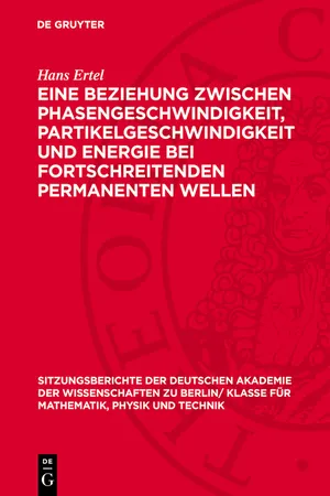 Eine Beziehung zwischen Phasengeschwindigkeit, Partikelgeschwindigkeit und Energie bei fortschreitenden permanenten Wellen