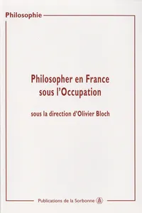 Philosopher en France sous l’Occupation_cover