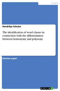 The identification of word classes in connection with the differentiation between homonymy and polysemy_cover