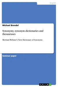 Synonymy, synonym dictionaries and thesauruses_cover