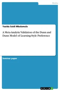 A Meta-Analytic Validation of the Dunn and Dunn Model of Learning-Style Preference_cover