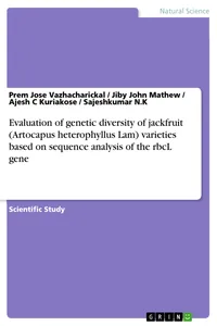 Evaluation of genetic diversity of jackfruit varieties based on sequence analysis of the rbcL gene_cover