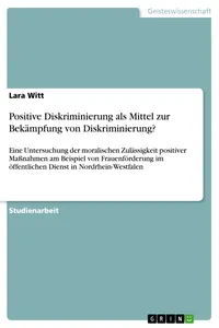 Positive Diskriminierung als Mittel zur Bekämpfung von Diskriminierung?_cover