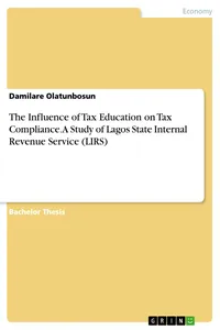 The Influence of Tax Education on Tax Compliance. A Study of Lagos State Internal Revenue Service_cover