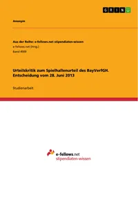 Urteilskritik zum Spielhallenurteil des BayVerfGH. Entscheidung vom 28. Juni 2013_cover