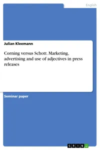 Corning versus Schott. Marketing, advertising and use of adjectives in press releases_cover