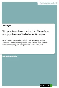 Tiergestützte Intervention bei Menschen mit psychischen Verhaltensstörungen_cover