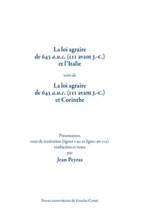 La loi agraire de 643 a.u.c et l’Italie, suivi de La loi agraire de 643 a.u.c et Corinthe_cover