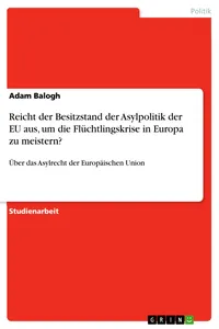 Reicht der Besitzstand der Asylpolitik der EU aus, um die Flüchtlingskrise in Europa zu meistern?_cover