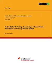 Social Media Marketing. Bewertung der Social Media Aktivitäten der Onlineplattform EDITED_cover