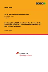 Der Haakjöringsköd-Fall als klassisches Beispiel für den juristischen Grundsatz "Falsa demontratio non nocet". Eine kritische Diskussion_cover