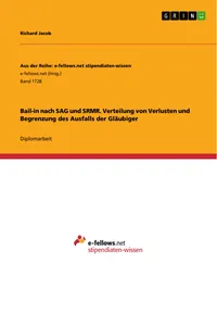 Bail-in nach SAG und SRMR. Verteilung von Verlusten und Begrenzung des Ausfalls der Gläubiger_cover