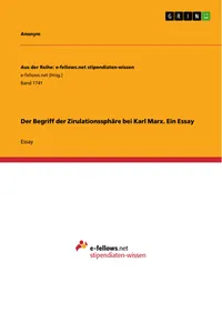 Der Begriff der Zirulationssphäre bei Karl Marx. Ein Essay_cover