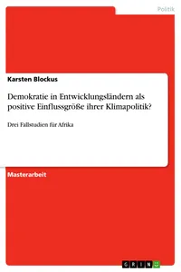 Demokratie in Entwicklungsländern als positive Einflussgröße ihrer Klimapolitik?_cover