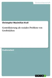 Gentrifizierung als soziales Problem von Großstädten_cover