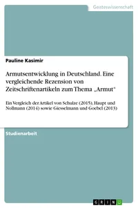 Armutsentwicklung in Deutschland. Eine vergleichende Rezension von Zeitschriftenartikeln zum Thema "Armut"_cover