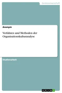 Verfahren und Methoden der Organisationskulturanalyse_cover